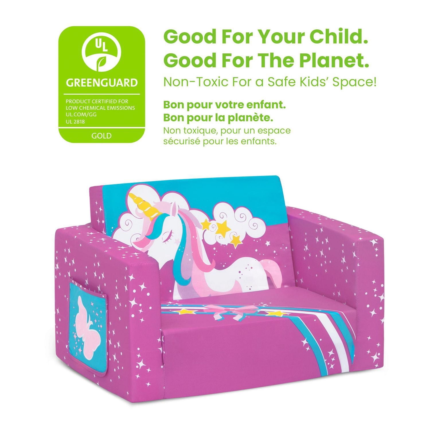 Delta Children Cozee Chaise rabattable - Chaise convertible 2 en 1 en chaise longue pour tout-petits et enfants