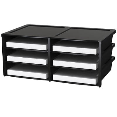 Storex Quick Stack 6-Compartment Plastic Paper Sorter, 13.625 x 20.5 x 8.75 in, Black, 1 Count