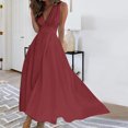 thumbnail image 5 of AherBiu Formal Dresses for Women Sleeveless Deep V Neck Ruched Flowy Evening Party Cocktail Maxi Dress, 5 of 5