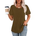 thumbnail image 2 of AherBiu Tuniques pour Femmes Amples Décontractées à Manches Courtes Couleur Unie Confortables d'Été à Col Rond Blouse T-Shirts, 2 of 7