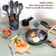 thumbnail image 3 of Non-Stick Silicone Kitchen Utensil Set, Scratch Resistant Tools With Integrated Stainless Steel Core, Wooden Handles for Safe Grip, Odorless & Bpa Free Cooking Gadgets (12 PCS), 3 of 5