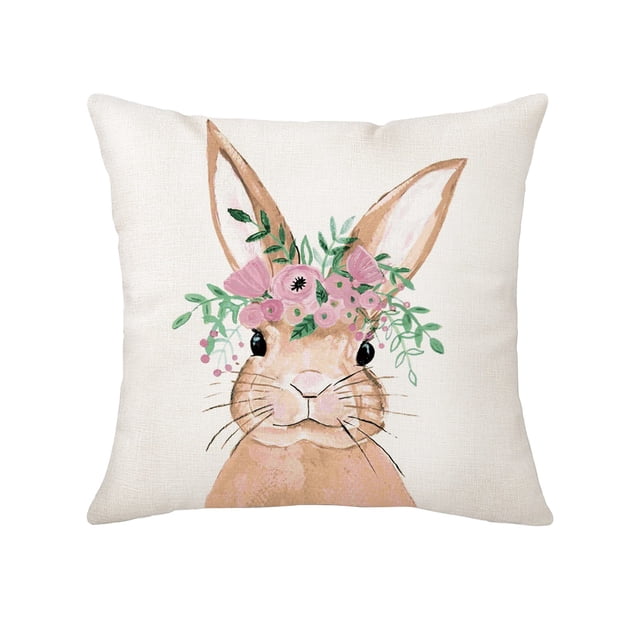 Fasiaou Colorful Easter Rabbit Print Pillow Cases for Decorative Couch Cushions and Seasonal Home Living Room Updates,D