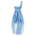 thumbnail image 4 of RUNQHUI Robe à une Épaule pour Enfants Filles en Chiffon Demoiselle d'Honneur Robe Haute Basse Robe de Soirée Formelle Bleu Clair 6, 4 of 7
