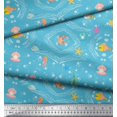 thumbnail image 2 of Soimoi Poly Georgette Fabric Fish,Shell & Starfish Ocean Print Sewing Fabric Yard 42 Inch Wide, 2 of 3