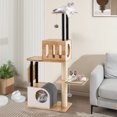 thumbnail image 2 of Gymax Wood Cat Tree w/Dual Cat Condos Sturdy Metal Tubes Frame Sisal Scratching Posts, 2 of 10