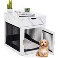 thumbnail image 1 of Costway 2-In-1 Furniture Dog Crate with Drawer Wired & Wireless Charging Side End Table White, 1 of 10