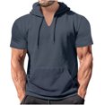 thumbnail image 1 of Birdeem Blouse à Capuche pour Hommes Chemise de Sport Unie avec Boutons Col Rond Manches Courtes, 1 of 12