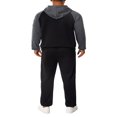 thumbnail image 4 of Men‘s Fitness Sports Pants Set Contrast Color Patchwork Drawstring Hooded Large Pocket Sweater + High Stretch Pants, 4 of 9