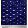 thumbnail image 1 of Soimoi Blue Poly Georgette Fabric Leaves & Lotus Floral Decor Fabric Printed Yard 52 Inch Wide, 1 of 5