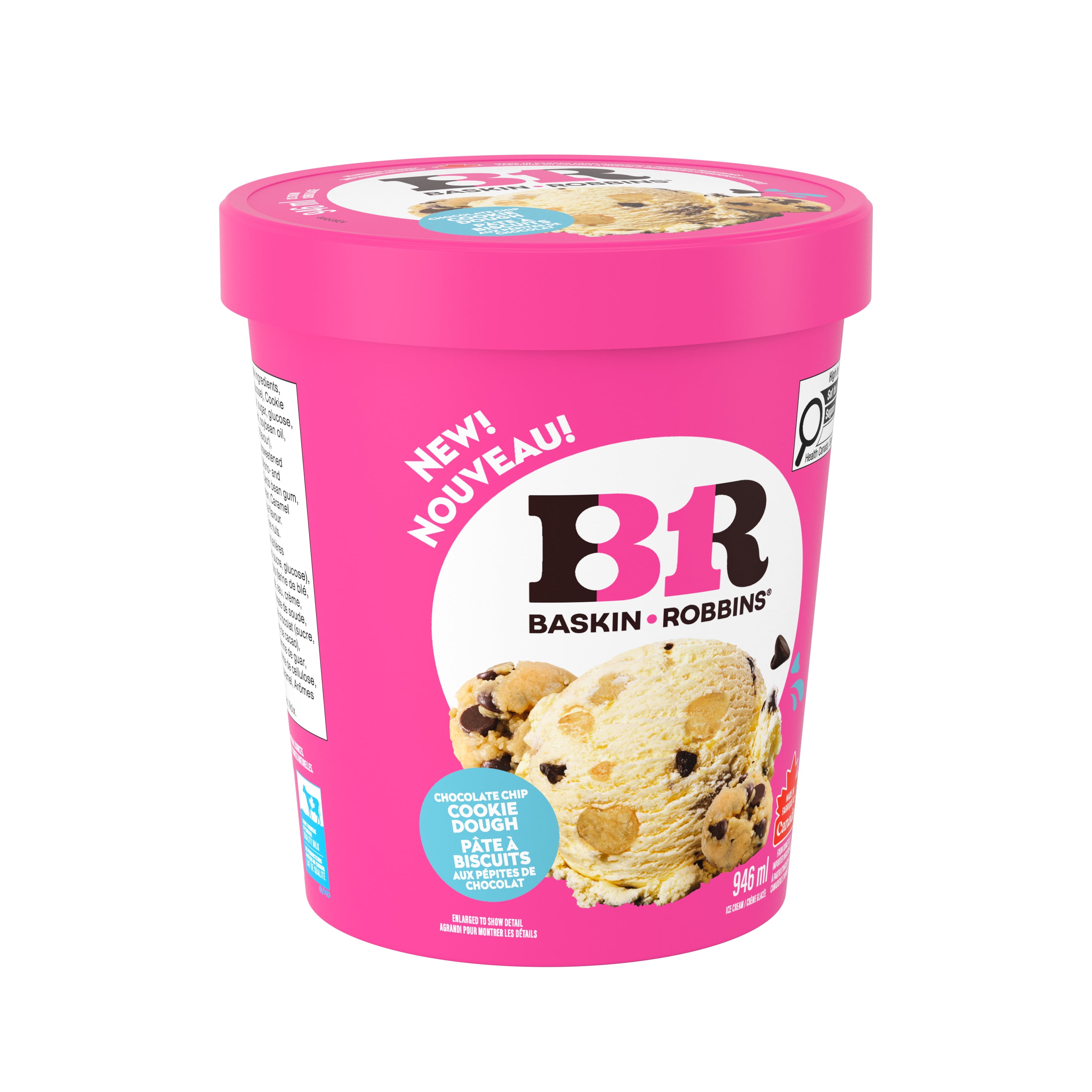 BASKIN ROBBINS Crème glacée Pâte à biscuits, pépites de chocolat, Canada, lait canadien, kasher 946 ml