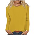 thumbnail image 1 of Timegard Womens Tops Long Sleeve Round Neck Solid Color Basic Tee Fall Casual Comfy Loose Tops Blouse, 1 of 5