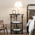 thumbnail image 3 of Kojooin Round Farmhouse End Table with 3-Tier Storage Shelves, Rustic Accent Side Table with Metal Column Legs, 3 of 6
