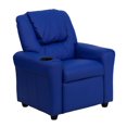 thumbnail image 1 of Contemporary Blue Vinyl Kids Recliner with Cup Holder and Headrest, 1 of 9