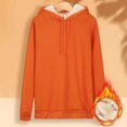 thumbnail image 2 of Women's Warm Lamb Wool Hoodie Solid Color Round Neck Long Sleeve Threaded Drawstring Casual Sweatshirt for Autumn Winter, 2 of 8