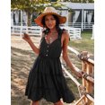 thumbnail image 1 of YNIQUE Womens Summer Casual Spaghetti Strap Smocked Ruffled Vacation Mini Dress, 1 of 6