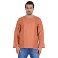 thumbnail image 1 of Atasi Kurta à Manches Longues pour Hommes en Coton Slub Uni à Col Rond Chemise Ethnique-6349, 1 of 7