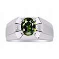thumbnail image 1 of RYLOS Men's Rings Sterling Silver Rings Classic Designer  9X7MM Oval Gemstone &  Diamond Ring Garnet January Birthstone Ring Size 10, 1 of 7