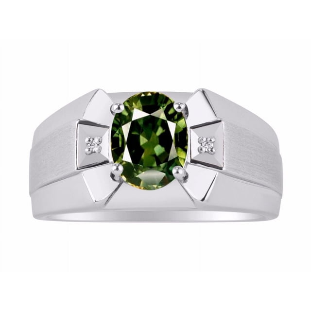 RYLOS Men's Rings Sterling Silver Rings Classic Designer 9X7MM Oval Gemstone & Diamond Ring Garnet January Birthstone Ring Size 13