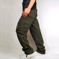 thumbnail image 4 of XZNGL Mens Solid Multi-Pocket Washed Overalls Outdoor Casual Pants Trousers, 4 of 9