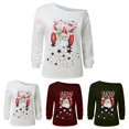 thumbnail image 2 of Chandail en Molleton de Noël Épaules Dénudées Chandail Père Noël Col Rond pour Femme, 2 of 10
