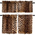 thumbnail image 1 of Leopard Pattern Window Valance,Vintage 3D Wild Animal Fur Print Home Bedroom Living Room Kitchen Decorative Valance,3 Piece Set, 1 of 5