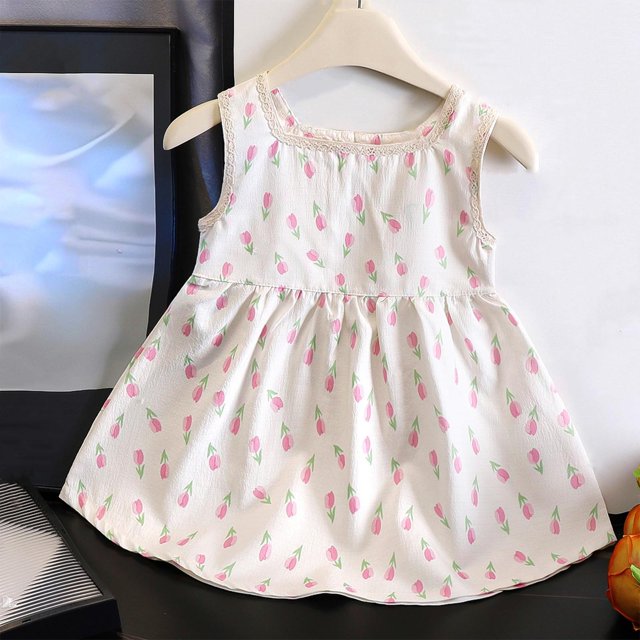 Économies d'Été! Robe d'Été pour Enfants, Robes Décontractées pour Filles en Liquidation, Robe Sans Manches à la Mode pour Enfants, Robe d'Été Fine et Confortable