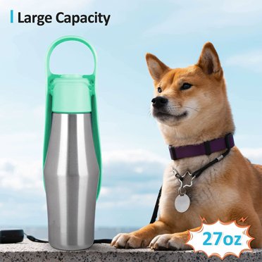 Sueyeuwdi Bouteille d'Eau Gobelet d'Accompagnement pour Animal en Acier Inoxydable Chien Gobelet d'Eau de Sortie Bouteille d'Eau d'Extérieur Chien Qui Marche Distributeur d'Eau de Voyage Gadgets de Cuisine Vert 32*11.5*9.5cm