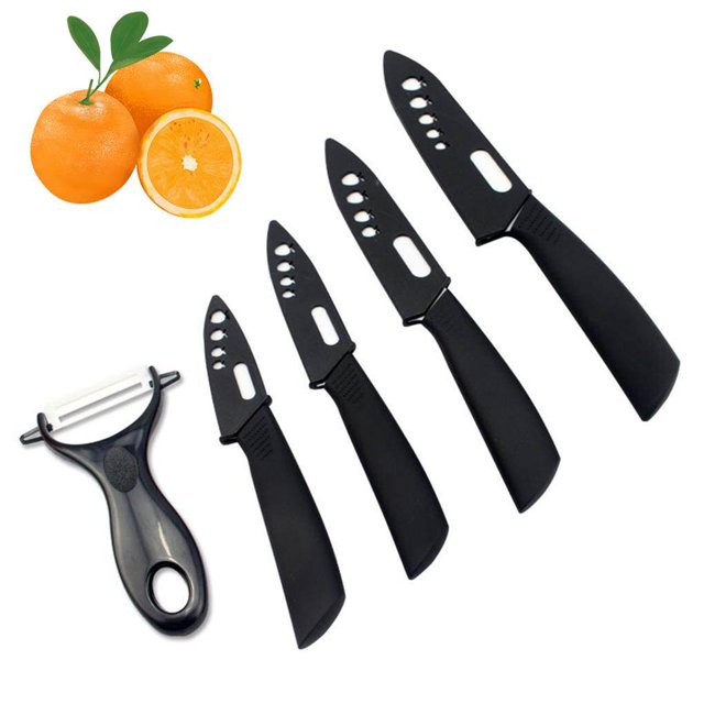 Baohd 5 Pcs Zirconia Ceramic Knife Set Cooking Tools 3" 4" 5" 6" Inch Paring Chef Knife + Peeler + Covers Ceramic Knife Set