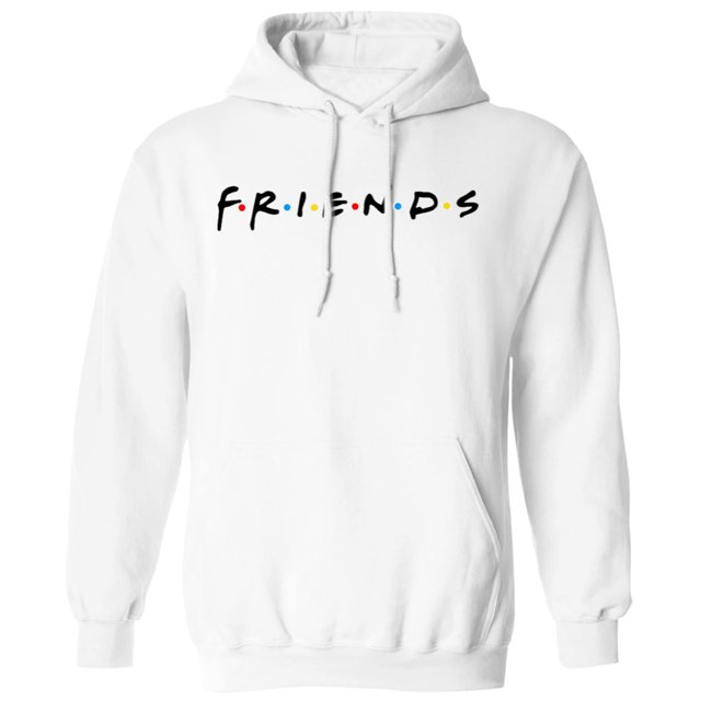 Friends Unisex Across Chest Letter Print Pullover Hoodie Sweatshirts (LG, WHT)