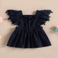 thumbnail image 4 of Toddler Kids Girls Princess Dress Solid Color Lace Fly Sleeve Dress, 4 of 8