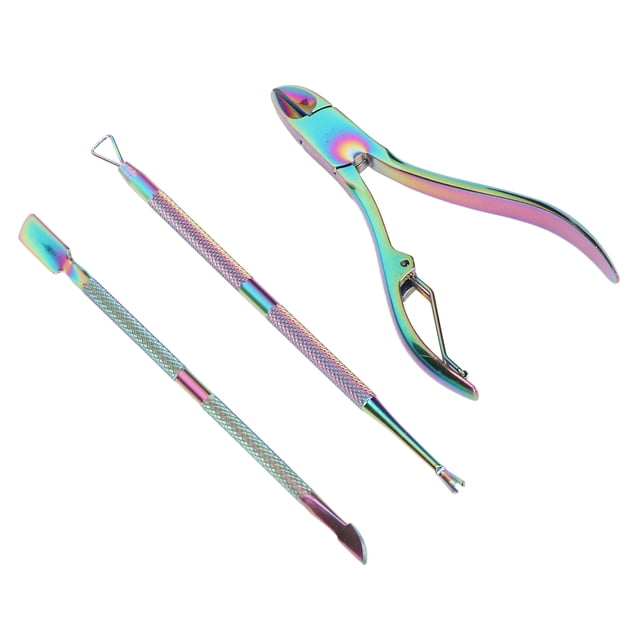 Cuticle Scraper, Multifunctional Nail Care Portable Stainless Steel Cuticle Trimmer Set for Fingernails