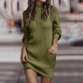 thumbnail image 2 of Kcodviy Automne Hiver à Manches Longues Robe d'Été en Coton pour Femmes Col Roulé Couleur Unie Décontractée Longue Robe Chandail Robe Chandail Robes Chandail pour Dames pour l'Hiver Robe, 2 of 5