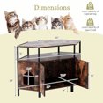 thumbnail image 3 of Gymax Corner Cat Litter Box Enclosure End Table w/ Open Shelf 2 Entries Double Doors Rustic Brown, 3 of 10