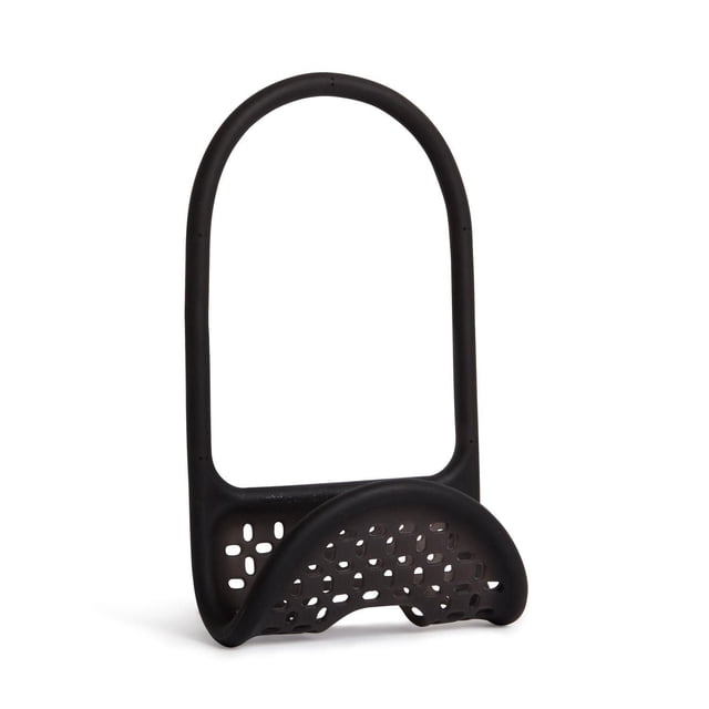 Umbra Panier d'Évier flexible en Noir avec Revêtement Moulé flexible et Cadre en Fil Métallique Qui Se Plie pour s'Adapter Autour des Cols de Robinet et des Murs d'Évier, Doté d'Une base Perforée et de Découpes pour le drainage afin de Garder les Éponges au Sec, Convient Aussi pour Organiser de Petits Outils de Cuisine.