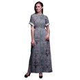 thumbnail image 1 of Bimba Rayon Damask Geometric Ladies Long Gown Boho Beach Cocktail Party Maxi SlitDress-Small, 1 of 6