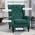 thumbnail image 4 of HOMCOM Button-Tufted Accent Chair with Wing Back Rounded Arms Dark Green, 4 of 10