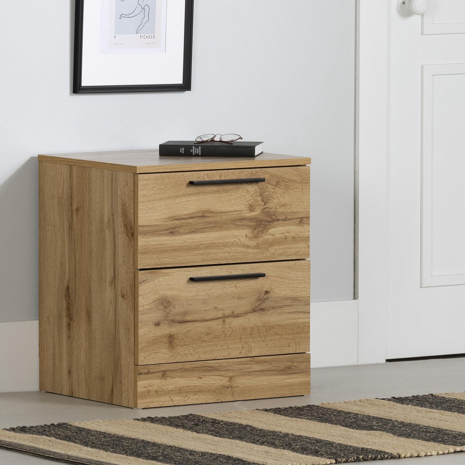 South Shore Step One Essential 2-Drawer Nightstand for Adult, in Nordik Oak