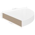 thumbnail image 4 of vidaXL Floating Corner Shelf High Gloss White 25x25x3.8 cm MDF, 4 of 4