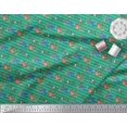 thumbnail image 2 of Soimoi Green Poly Georgette Fabric Stripe & Love Text Print Fabric by the Yard 52 Inch Wide, 2 of 5