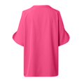 thumbnail image 5 of WEIYLL Ladies Summer Tops Solid Color V Neck Sleeved Off Shoulder Hot Pink Blouse Sizes M, 5 of 5