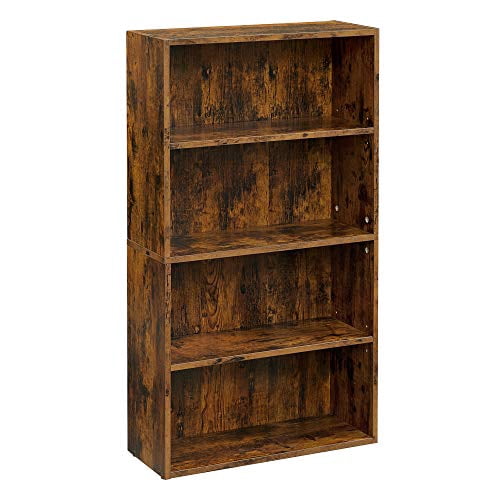 VASAGLE Bookshelf, Open Bookcase with Adjustable Storage Shelves, Floor Standing Unit, 23.6?, Rustic Brown