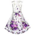 thumbnail image 2 of Robe Fille Violette Papillon Fleur Robe de Fête 7-8 Ans, 2 of 8