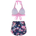 thumbnail image 4 of Womens Two Piece Swimsuits Halter Neck Top High Waisted Bathing Suits Tummy Control Bikini Swimwear, 4 of 4