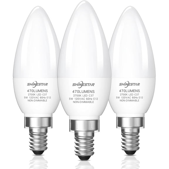 SHINESTAR Ampoules DEL E12 pour Ventilateur de Plafond, Culot E12, Blanc Chaud 2700K, Équivalent 40W, Petit Culot, Ensemble de 3