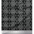 thumbnail image 1 of Soimoi Black Poly Georgette Fabric Diamond & Triangle Geometric Decor Fabric Printed Yard 42 Inch Wide, 1 of 2