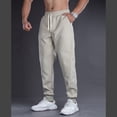 thumbnail image 4 of Ceisia Men Solid Color Loose Casual Pants Elastic Waist Drawstring Sports Gift Work Trousers, 4 of 8