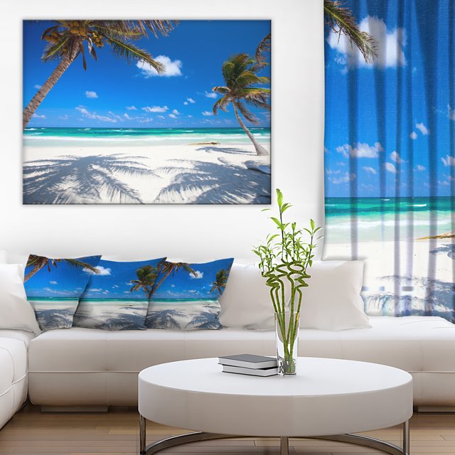 Coconut Palms at Beach - Photo Landscape Canvas Art Print