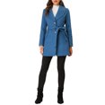 thumbnail image 2 of INSPIRE CHIC Manteau Trench Long pour Femme, Mignon, Col Rabattu, Simple Boutonnage, Ceinturé, S Bleu Foncé Gris, 2 of 6