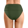 thumbnail image 3 of FYEGRE Women's High Waisted Bikini Bottom Tummy Control Ruched Bathing Suit Swim Bottom Army Green XL, 3 of 5