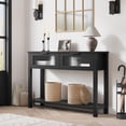 thumbnail image 1 of Yiwa 43-Inch Slim Console Table, Modern 2-Tier Sofa/Entryway Table with 2 Glass Storage Drawers for Living Room, Hallway & Foyer, 1 of 7